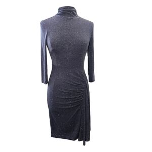 NWT Vince Camuto Glitter Knit Ruched Sheath Dress Size 4 Gray